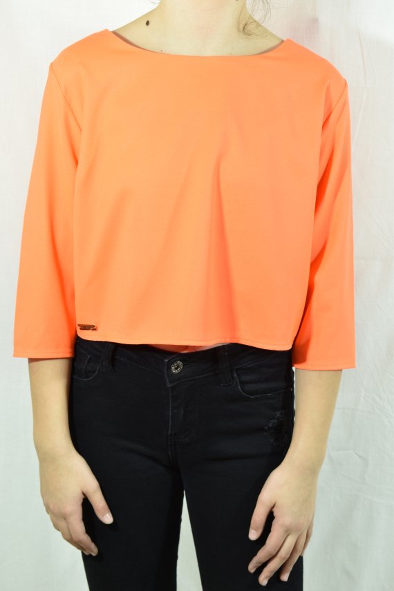 Crop Top s trojštvrťovým rukávom oranžová